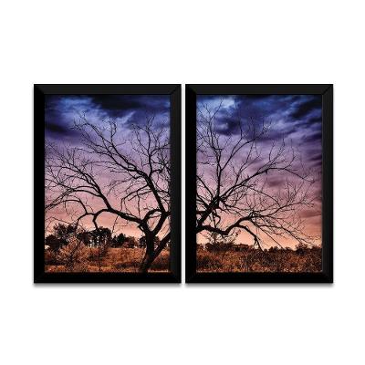 Quadro Mosaico Paisagem Entardecer Peças A3 Preta