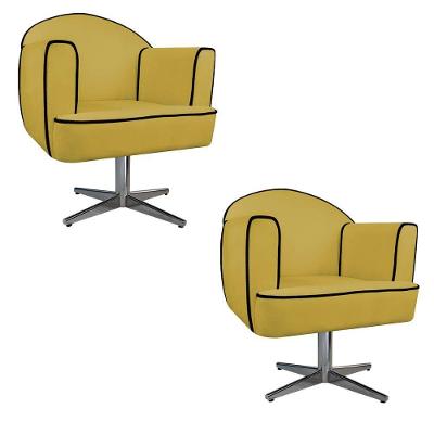 02 Poltronas Athena Base Giratória Metal Suede