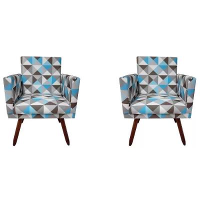 Kit 2 Poltronas Decorativas Nina Sala De Estar Triangulo Azul