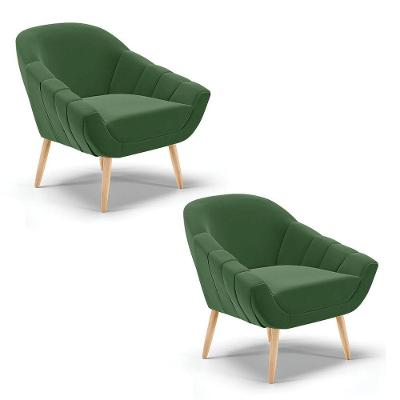 Kit 02 Poltronas Giovana Suede Natural Verde