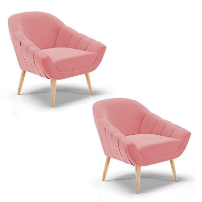 Kit 02 Poltronas Giovana Suede Natural Rose