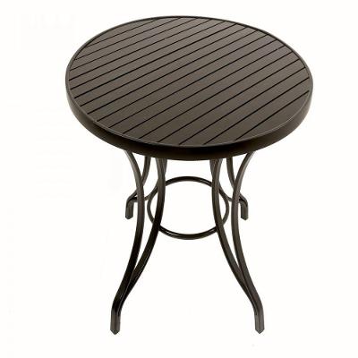 Mesa Em Alumínio Com O Tampo Ripado De 1,40m Capuccino