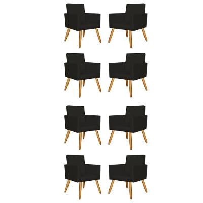 Kit 8 Poltronas Courino Preto