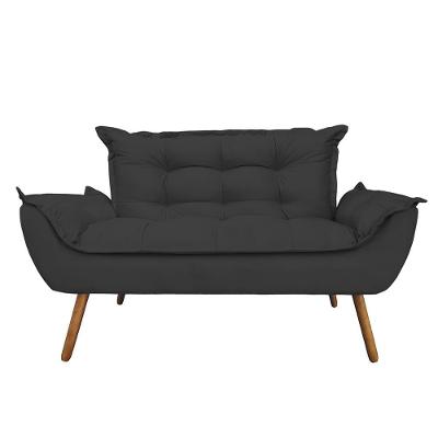 Namoradeira Decorativa Opala 2 Lugares Suede Grafite