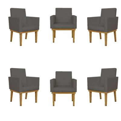 Kit 06 Poltronas Reforçadas Escritório Courino Cor cinza