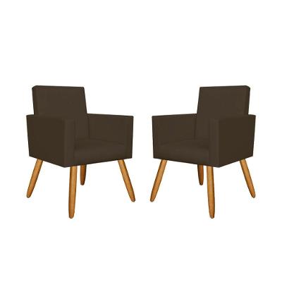 Kit 02 Poltronas Courino Marrom