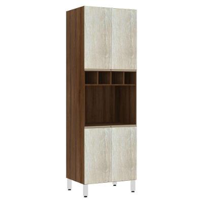 Paneleiro 70 Cm Nicho Para Microondas Dourado C/ Legno Crema
