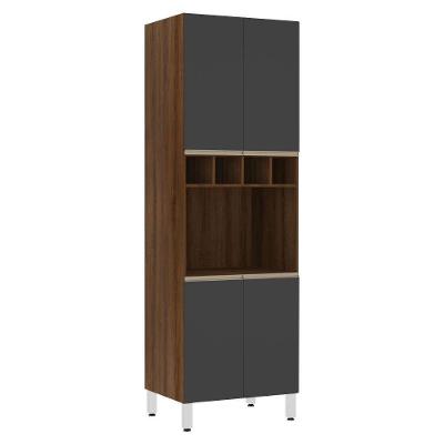 Paneleiro 70 Cm Nicho Para Microondas Dourado C/ Preto Txt