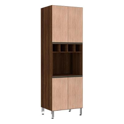 Paneleiro 70 Cm Nicho Para Microondas Dourado C/ Cumaru