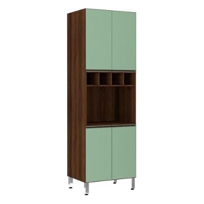 Paneleiro 70 Cm Nicho Para Microondas Dourado C/ Verde