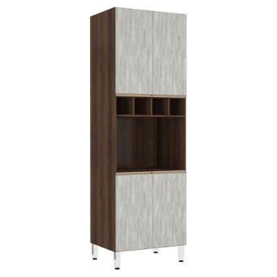 Paneleiro 70 Cm Nicho Para Microondas Dourado C/ Concreto