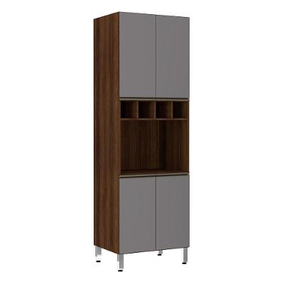 Paneleiro 70 Cm Nicho Para Microondas Dourado C/ Cinza Puro