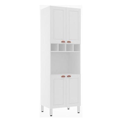 Paneleiro 70 Cm C/ 1 Nicho Microondas Cristal Branco C/ Bran