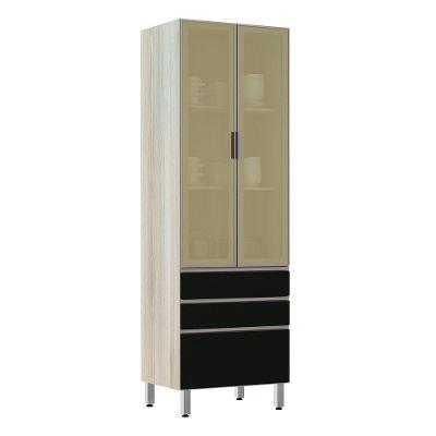 Paneleiro 70Cm Vidro Bronze Luci Legno Crema Com Preto Tx