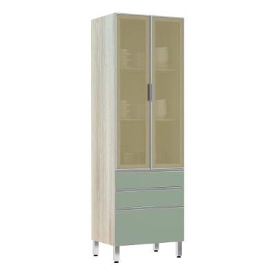 Paneleiro 70Cm Vidro Bronze Lis Legno Crema Com Verde Jade