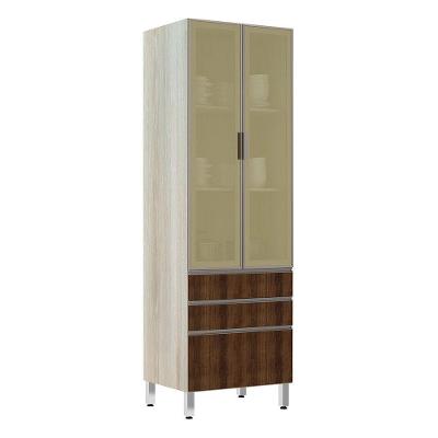 Paneleiro 70Cm Vidro Bronze Luci Legno Crema C/ Dourado