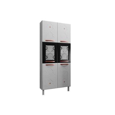 Paneleiro de Cozinha Mirage New c/ 6 Portas (2 c/Vidro) 80cm Branco/Preto - Telasul