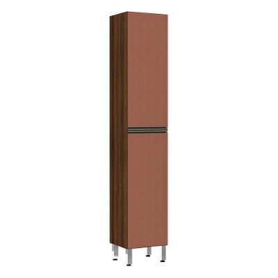 Paneleiro Jade 40 Cm Raso 2 Portas Nogueira Dourado Com Gaia