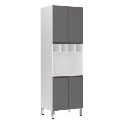Paneleiro Perola 70 Cm C/ Nicho Microondas Branco C/ Cinza P