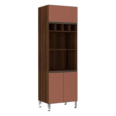 Paneleiro Jade 70 Cm Duplo Nicho Nogueira Dourado Com Gaia