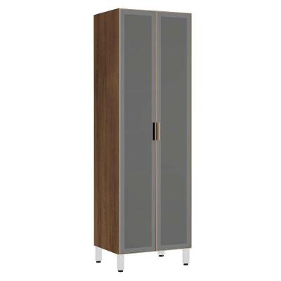 Paneleiro Torre 70Cm 2 Portas Jade Nogueira Com Prata