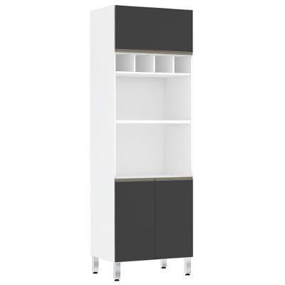 Paneleiro Perola 70 Cm Duplo Nicho Branco C/ Preto Txt