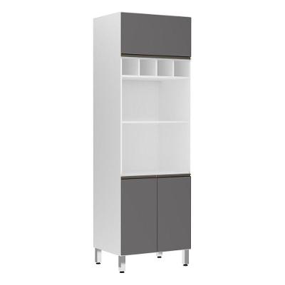 Paneleiro Perola 70 Cm Duplo Nicho Branco C/ Cinza Puro