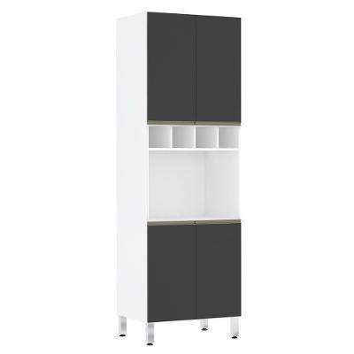 Paneleiro Perola 70 Cm C/ Nicho Microondas Branco C/ Preto T