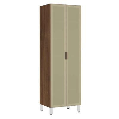 Paneleiro Torre 70Cm 2 Portas Jade Nogueira Com Bronze