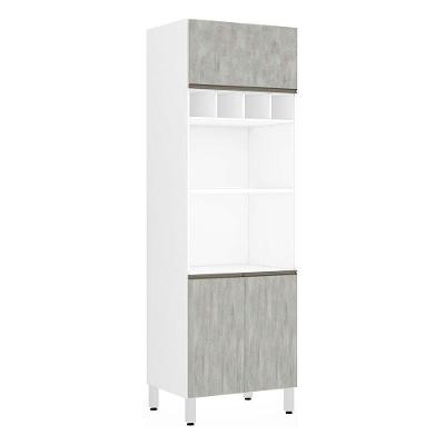 Paneleiro Perola 70 Cm Duplo Nicho Branco C/ Concreto