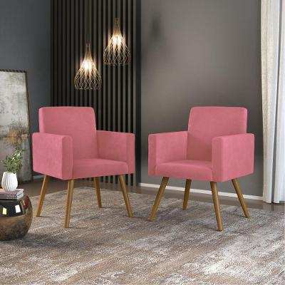 Kit 2 Cadeiras Recepção Poltrona Escritório rosa