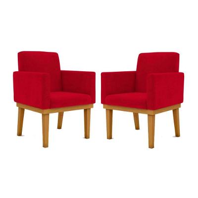 Kit 2 Cadeiras Recepção Reforçadas Poltrona Balaq vermelho