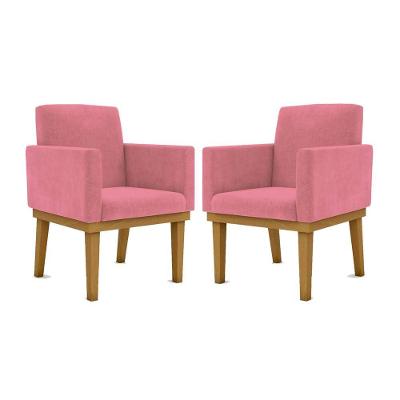 Kit 2 Cadeiras Recepção Reforçadas Poltrona Balaq rosa