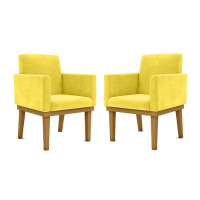 Kit 2 Cadeiras Recepção Reforçadas Poltrona Balaq amarelo