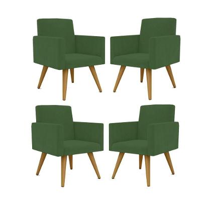 Kit 4 Cadeiras Recepção Poltrona Escritório verde