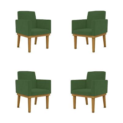 Kit 4 Cadeiras Reforçada Escritório Poltrona verde