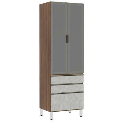 Paneleiro Torre 70Cm Inox Prata Dourado C/ Concreto