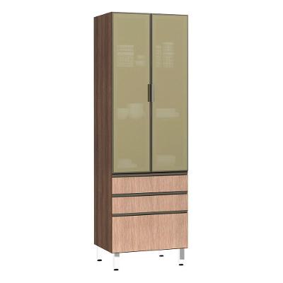 Paneleiro Torre 70Cm Inox Bronze Dourado C/ Cumaru