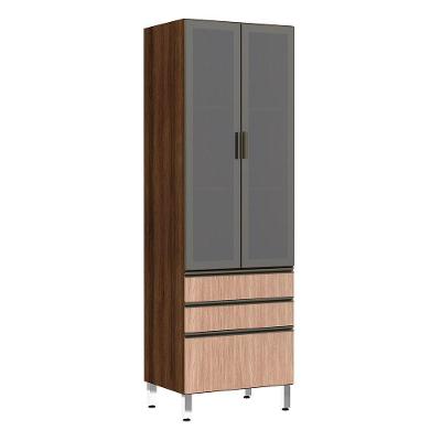 Paneleiro Torre 70Cm Inox Prata Dourado C/ Cumaru
