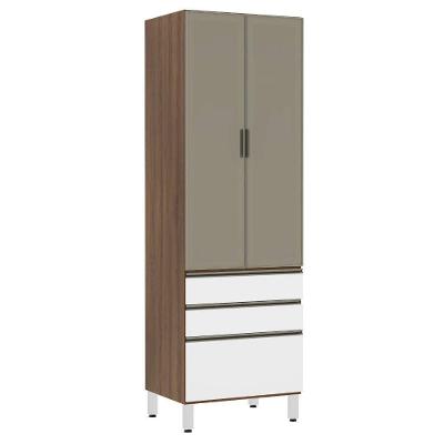 Paneleiro Torre 70Cm Inox Bronze Dourado C/ Branco