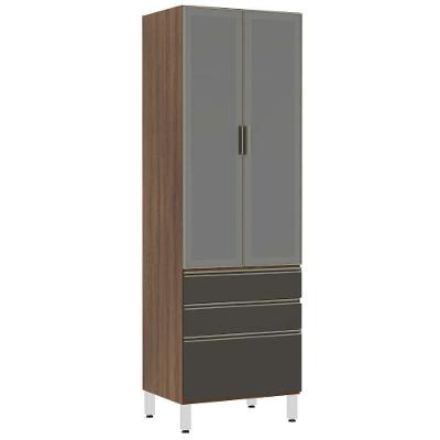 Paneleiro Torre 70Cm Inox Prata Dourado C/ Preto Txt