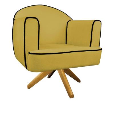 Poltrona Athena Base Giratória Madeira Suede