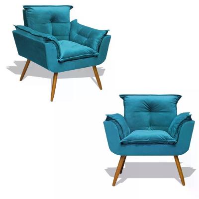 Kit 02 Poltrona Decorativa Opala Azul Turquesa Azul Turquesa