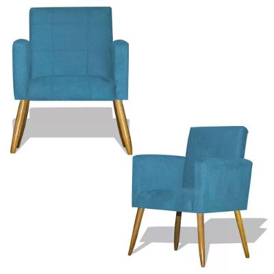 Kit 02 Poltrona Decorativa Nina Azul Turquesa Azul Turquesa