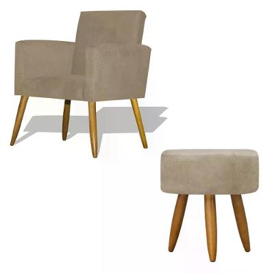 Kit Poltrona Decorativa Nina C/Puff Redondo Cappuccino