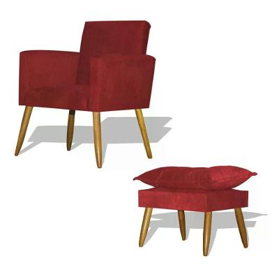 Kit Poltrona Decorativa Nina C/Puff Opala Vermelho Vermelho