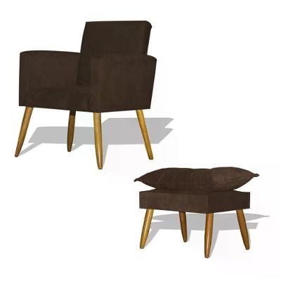 Kit Poltrona Decorativa Nina Com Puff Opala - Marrom Marrom