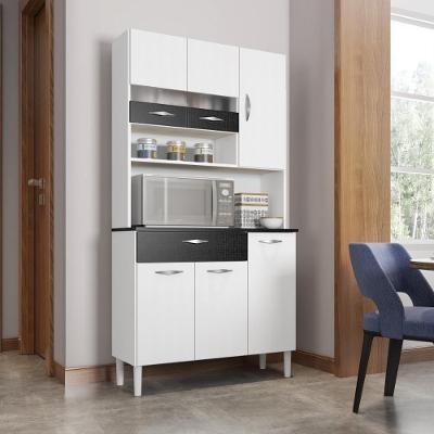 Armário De Cozinha 6 Portas Com Nicho Vogue Branco/linho Preto Kits Paraná