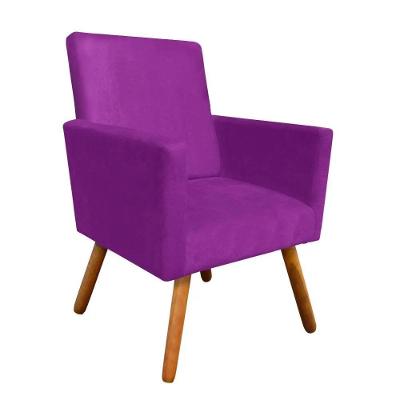 Poltrona Decorativa Nina Sala E Escritório Suede Roxo