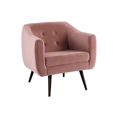 Poltrona Decorativa Sala De Estar Pés Palito Cuddle Veludo Rosa - Gran Belo